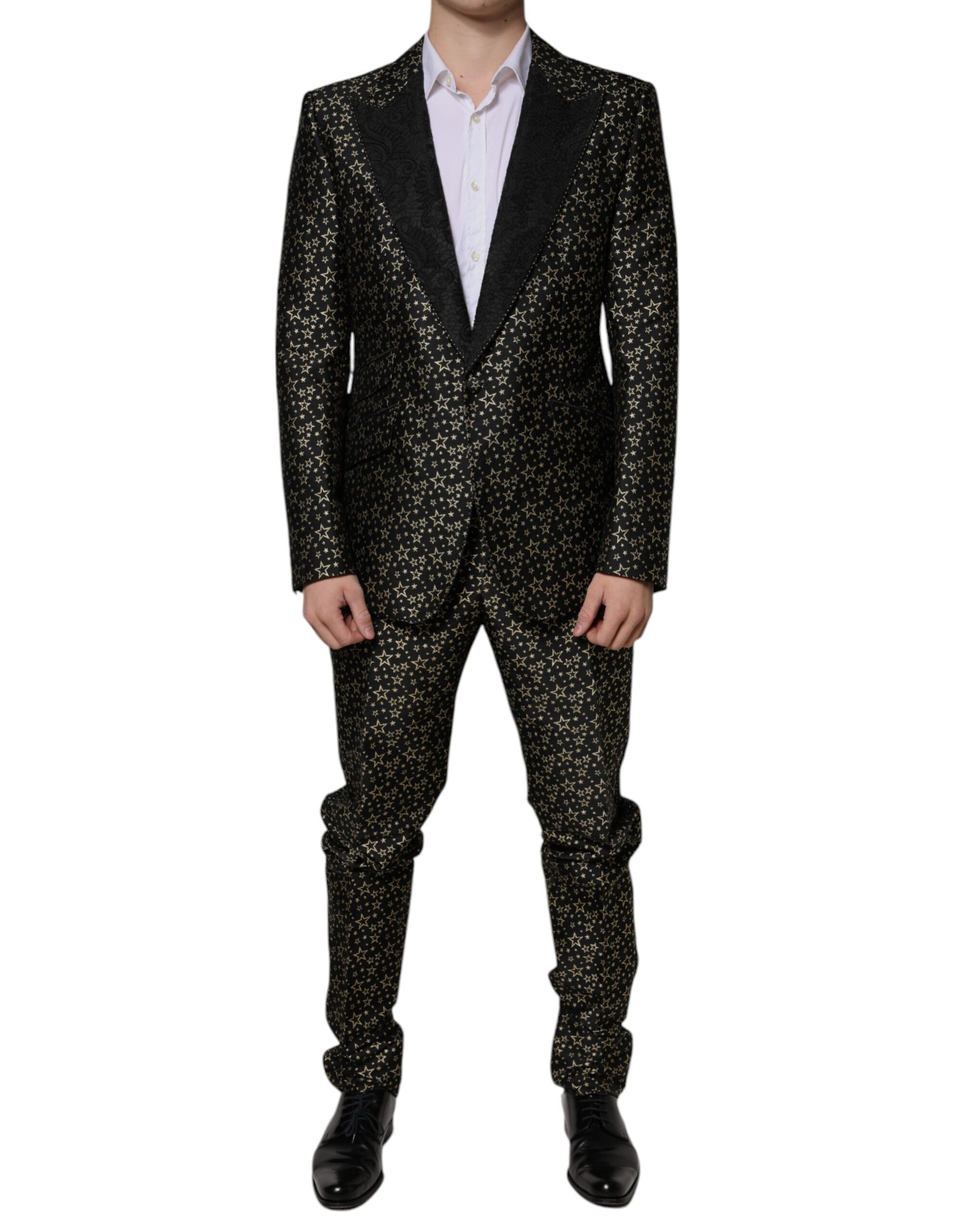 Dolce & Gabbana Black Stars Jacquard SICILIA 2 Piece Suit - ClickThatClicks 