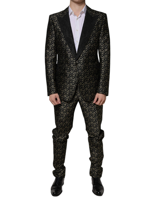 Dolce & Gabbana Black Stars Jacquard SICILIA 2 Piece Suit - ClickThatClicks 