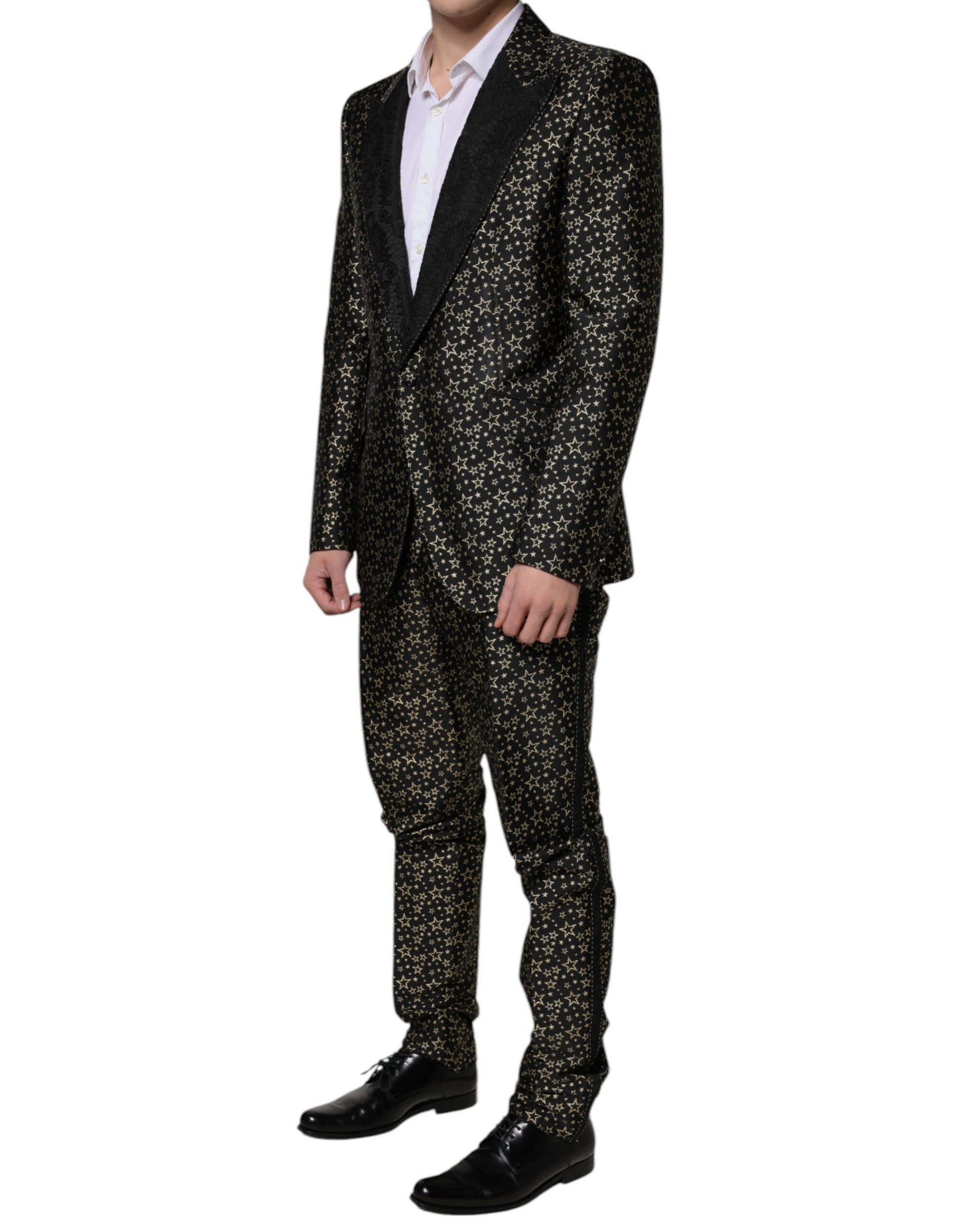 Dolce & Gabbana Black Stars Jacquard SICILIA 2 Piece Suit - ClickThatClicks 