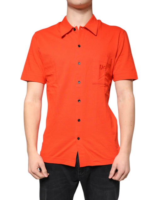 Dolce & Gabbana Orange Cotton Button Down Casual Polo Shirt - ClickThatClicks 