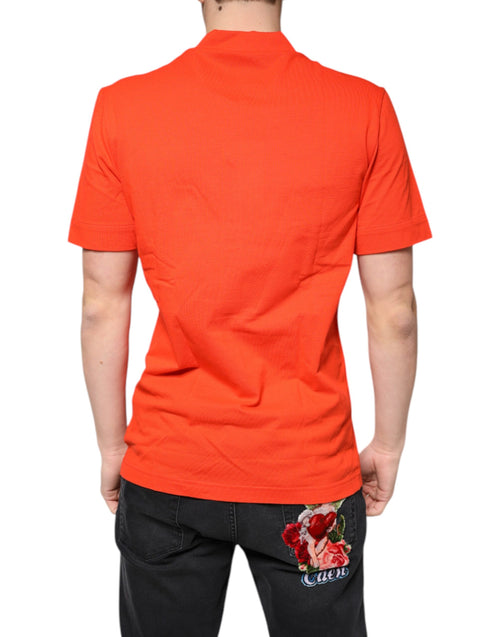 Dolce & Gabbana Orange Cotton Button Down Casual Polo Shirt - ClickThatClicks 