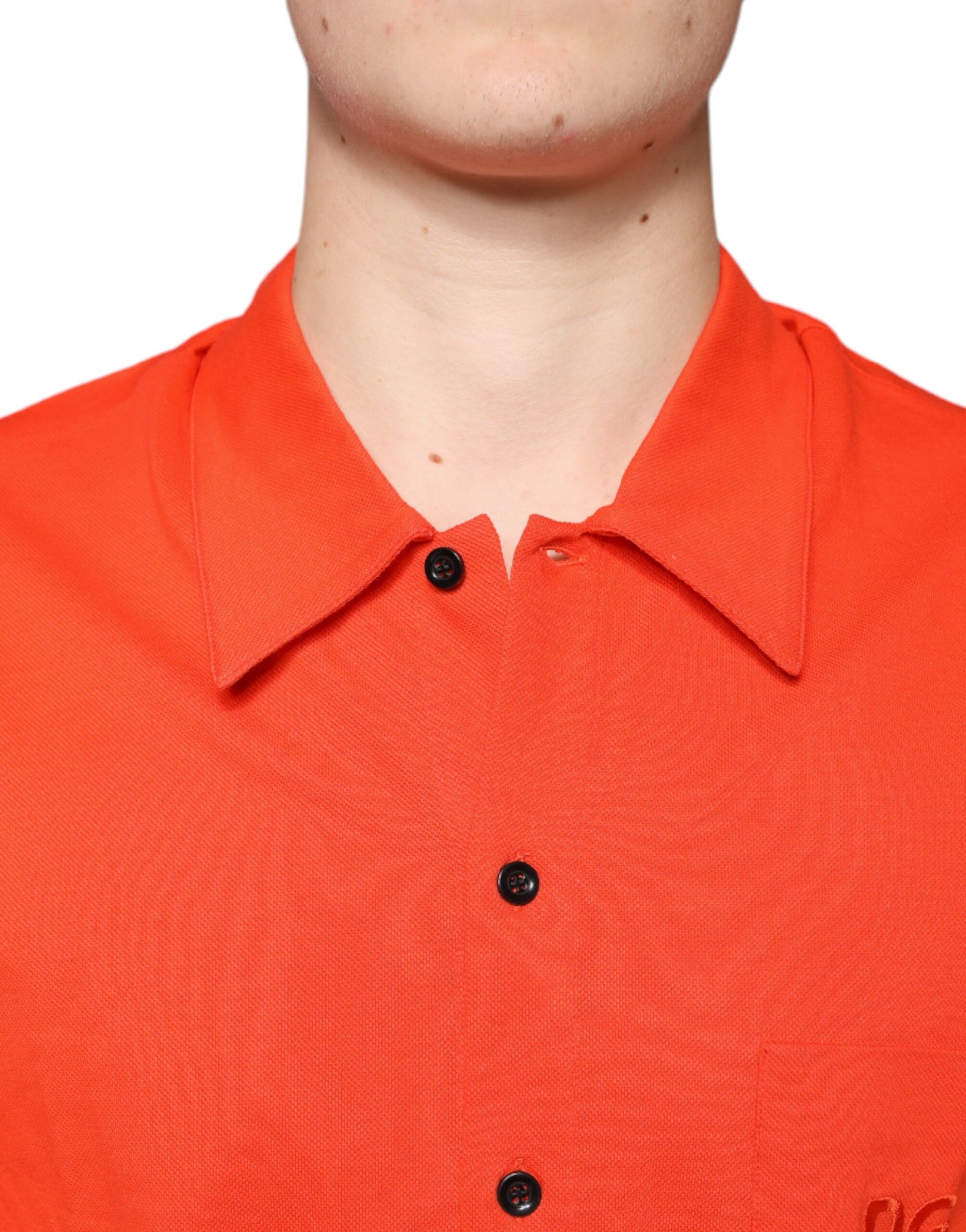 Dolce & Gabbana Orange Cotton Button Down Casual Polo Shirt - ClickThatClicks 