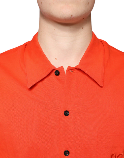 Dolce & Gabbana Orange Cotton Button Down Casual Polo Shirt - ClickThatClicks 