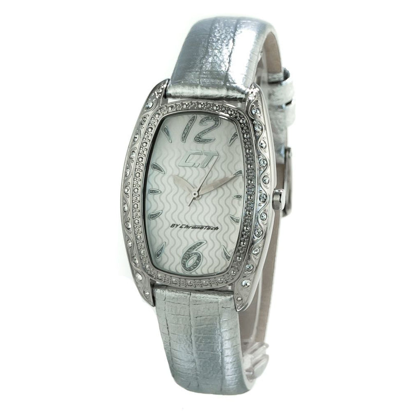 Chronotech Silver Leather Dress Watch