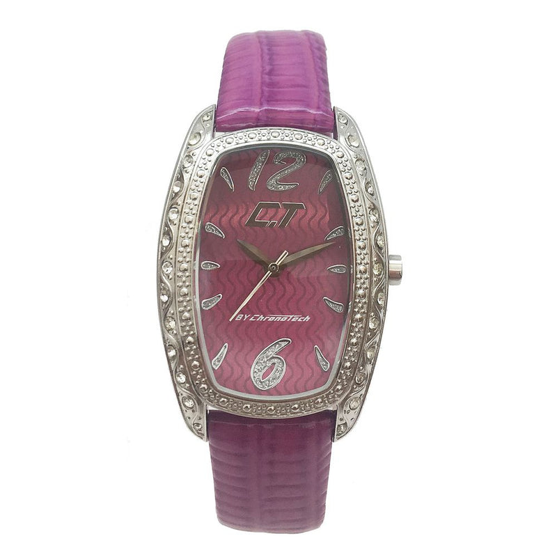 Chronotech Purple Leather Dress Watch