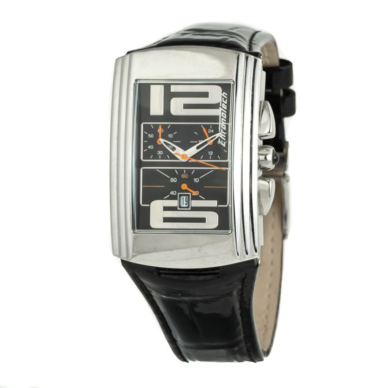 Chronotech Black Leather Dress Watch
