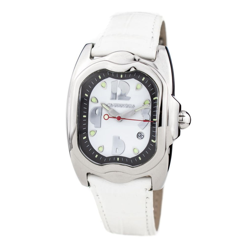 Chronotech White Leather Dress Watch