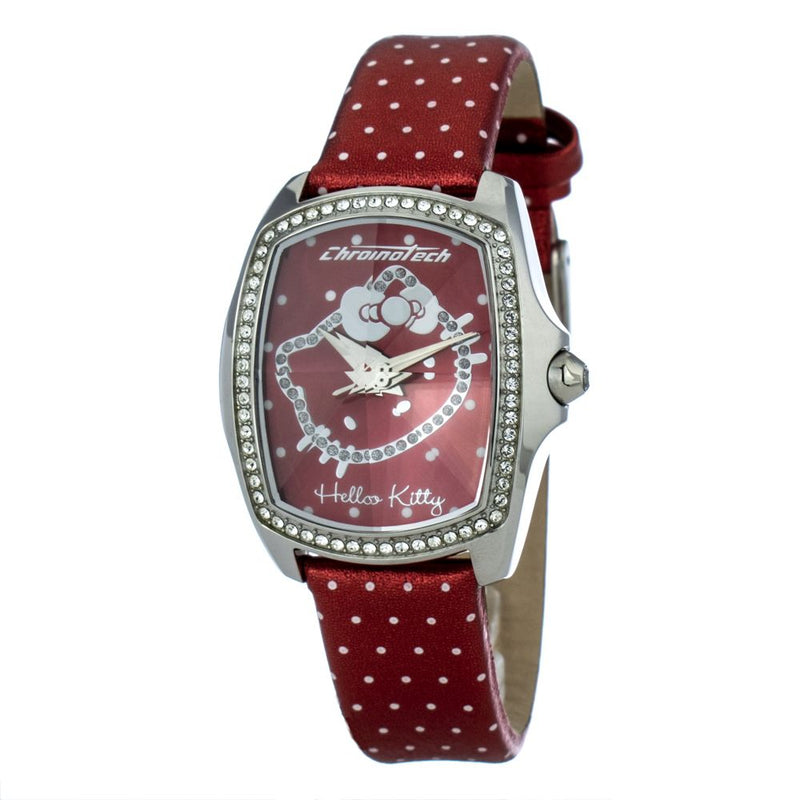 Chronotech Red Leather Dress Watch