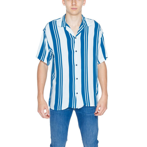 Jack Jones Blue Viscose Shortsleeve Shirt - ClickThatClicks 