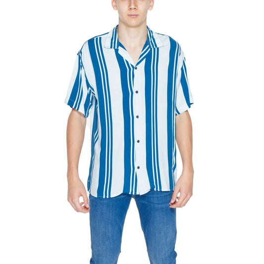 Jack Jones Blue Viscose Shortsleeve Shirt - ClickThatClicks 
