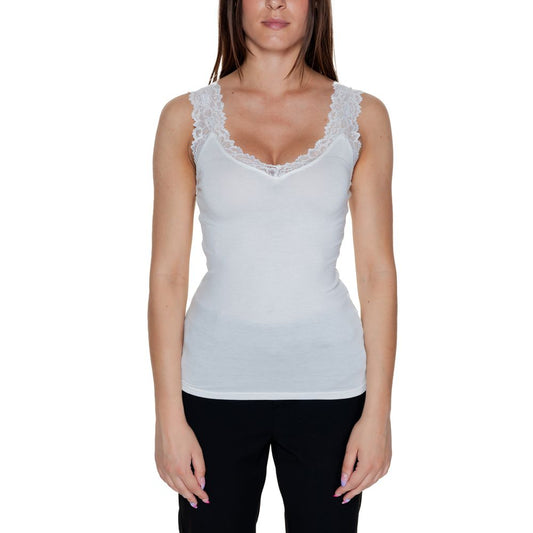 Vero Moda White Viscose Tank Tops - ClickThatClicks 