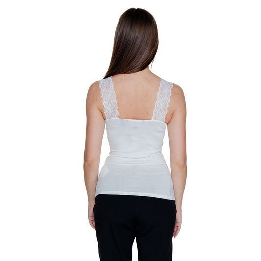 Vero Moda White Viscose Tank Tops - ClickThatClicks 