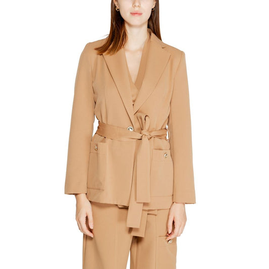 Rinascimento Beige Polyester Blazer - ClickThatClicks 
