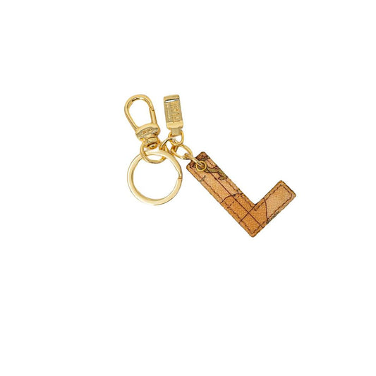Alviero Martini Prima Classe Beige Leather Keychain - ClickThatClicks 