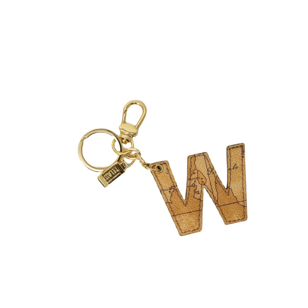 Alviero Martini Prima Classe Beige Leather Keychain - ClickThatClicks 
