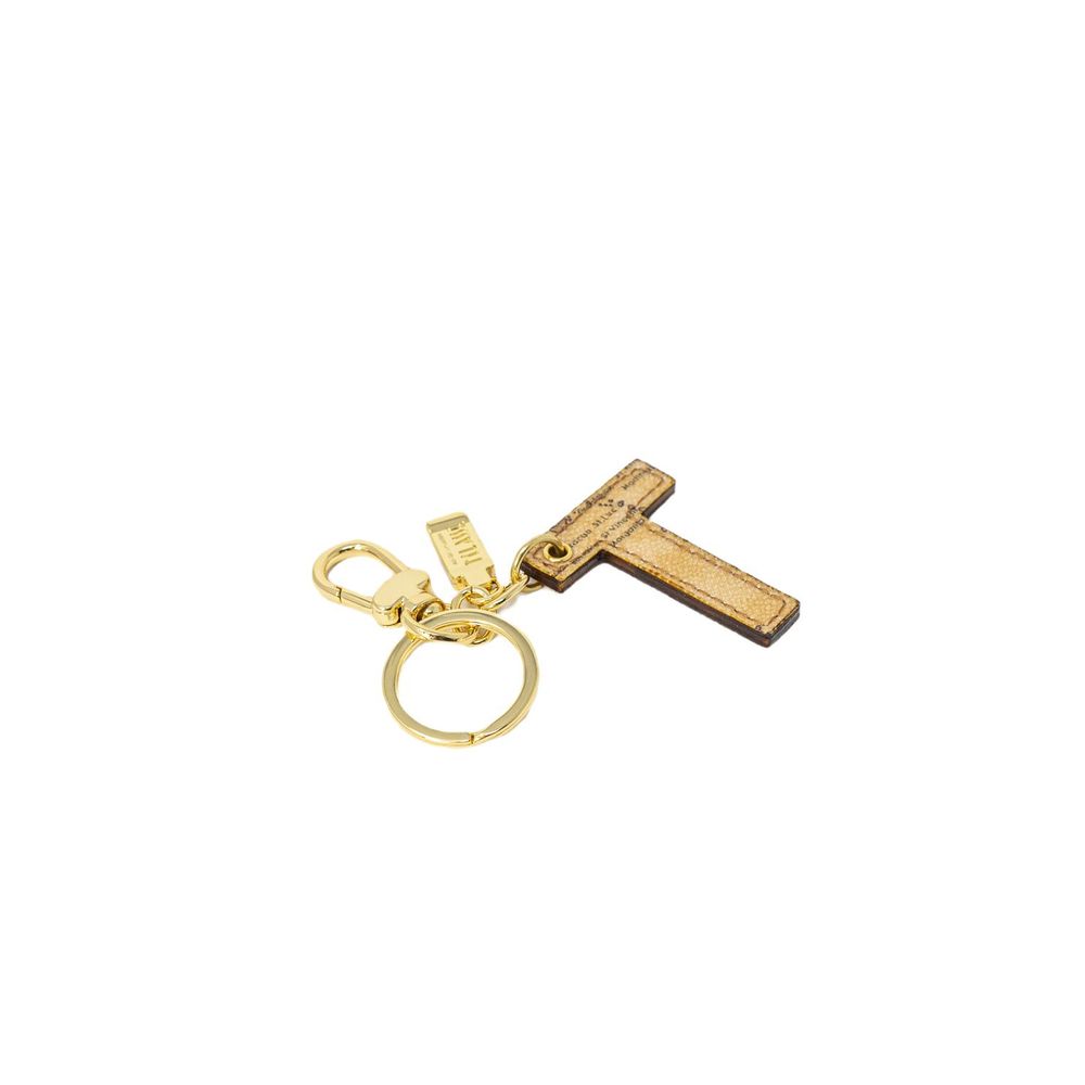Alviero Martini Prima Classe Beige Leather Keychain - ClickThatClicks 