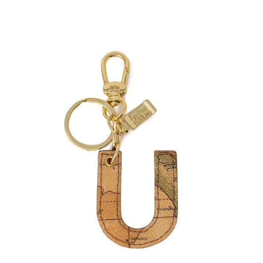 Alviero Martini Prima Classe Beige Leather Keychain - ClickThatClicks 