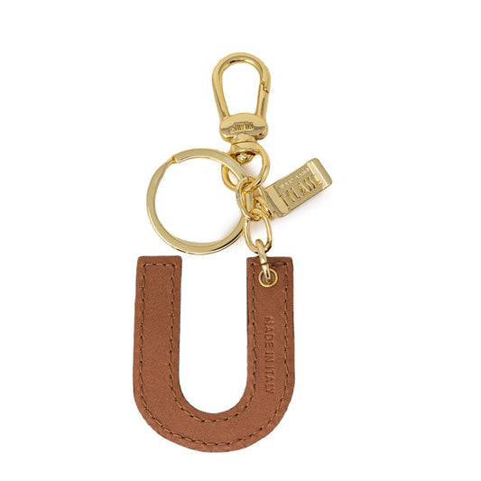 Alviero Martini Prima Classe Beige Leather Keychain - ClickThatClicks 