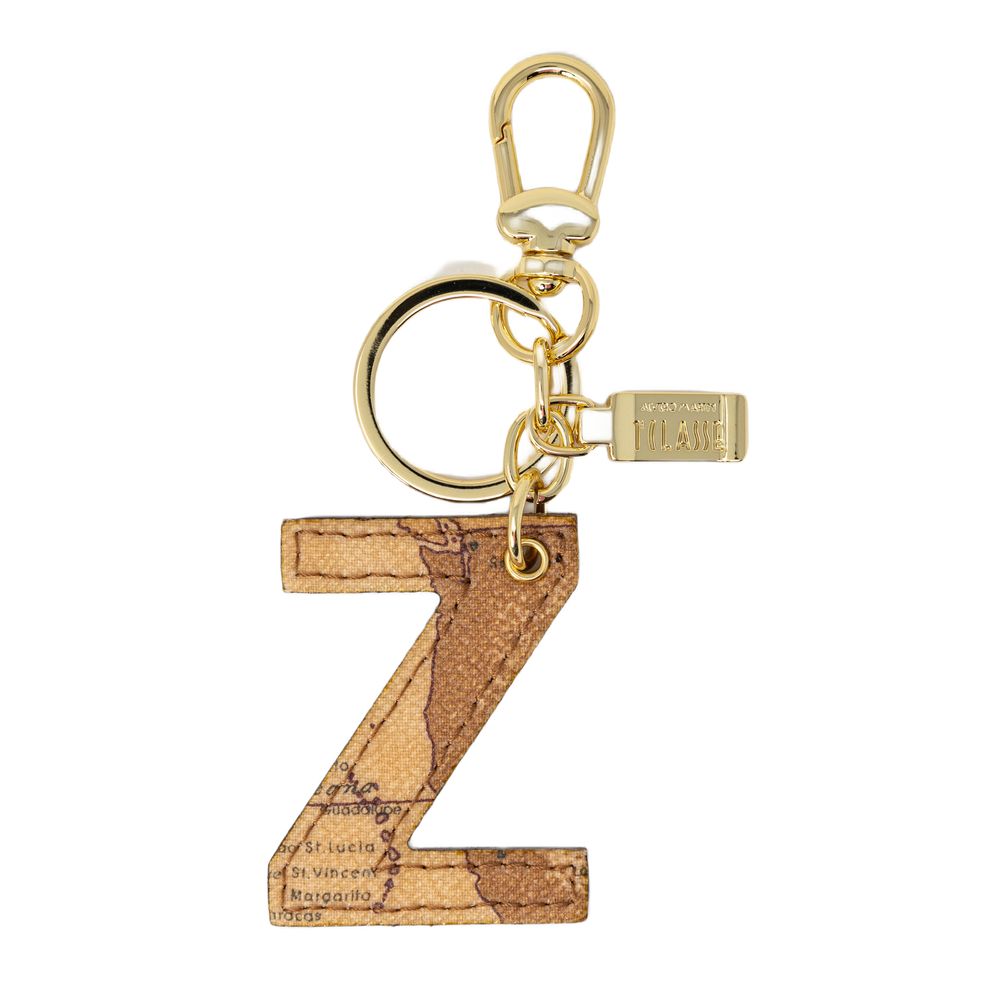 Alviero Martini Prima Classe Beige Leather Keychain - ClickThatClicks 