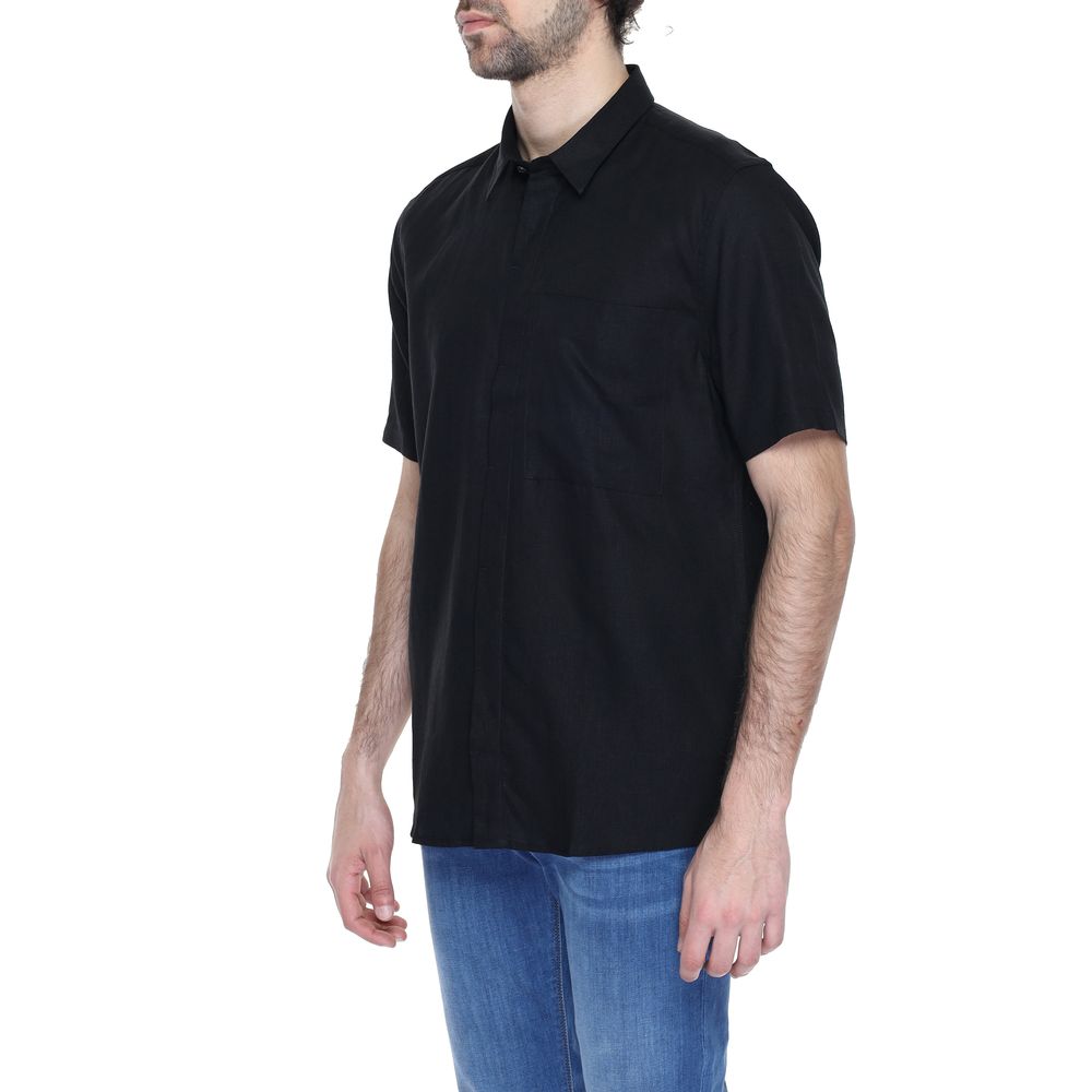Antony Morato Black Linen Shortsleeve Shirt - ClickThatClicks 