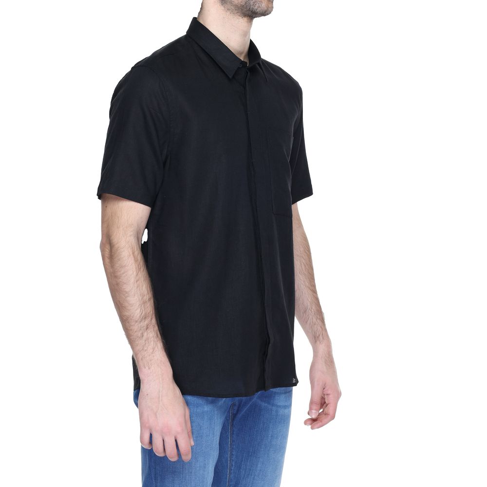 Antony Morato Black Linen Shortsleeve Shirt - ClickThatClicks 