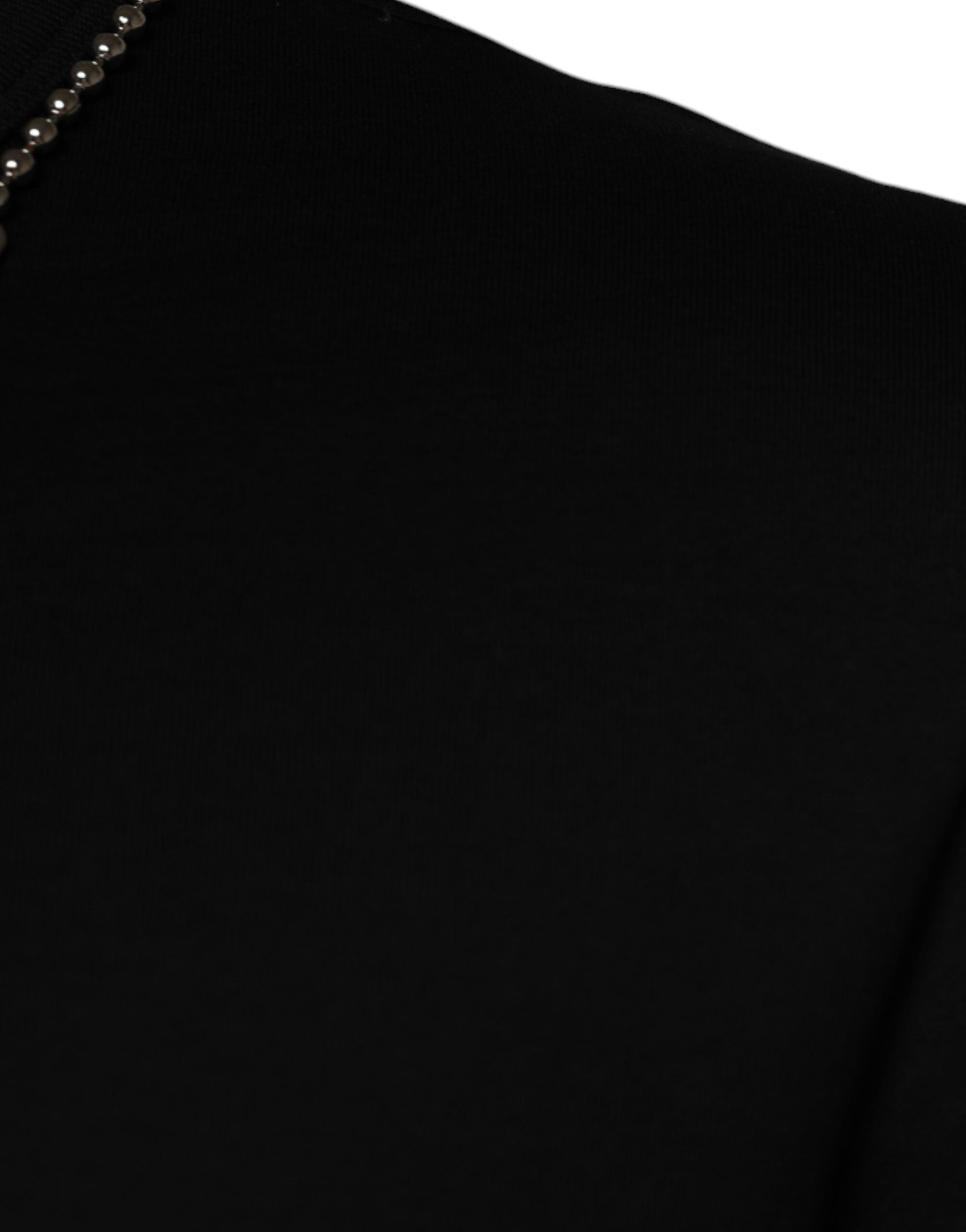 Dolce & Gabbana Black Cotton Necklace Embellished T-shirt - ClickThatClicks 