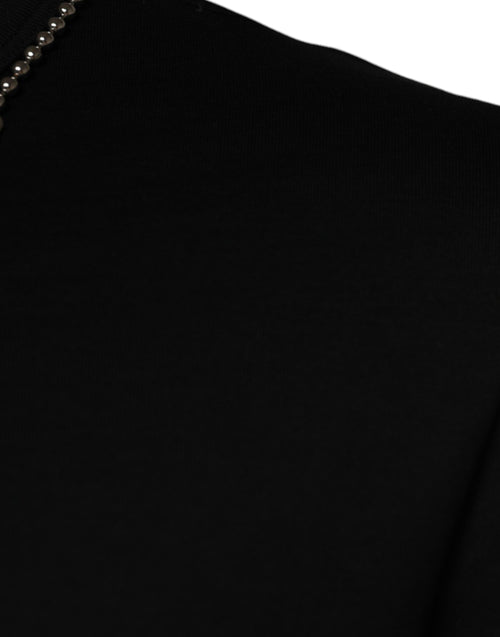 Dolce & Gabbana Black Cotton Necklace Embellished T-shirt - ClickThatClicks 