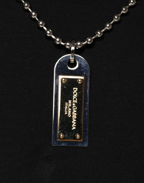 Dolce & Gabbana Black Cotton Necklace Embellished T-shirt - ClickThatClicks 