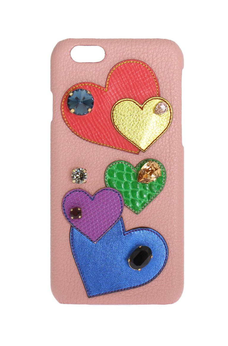 Dolce & Gabbana Pink Leather Heart Crystal Phone Case - ClickThatClicks 