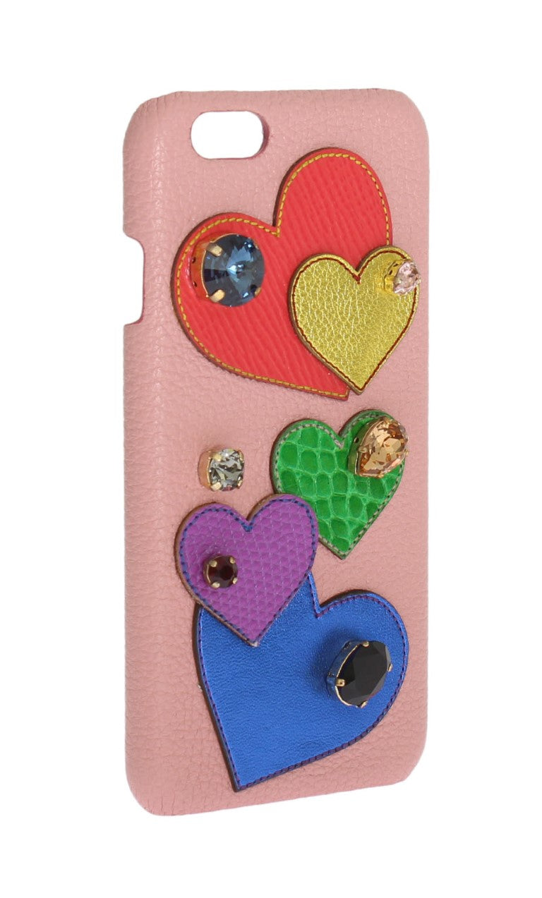 Dolce & Gabbana Pink Leather Heart Crystal Phone Case - ClickThatClicks 