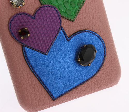 Dolce & Gabbana Pink Leather Heart Crystal Phone Case - ClickThatClicks 