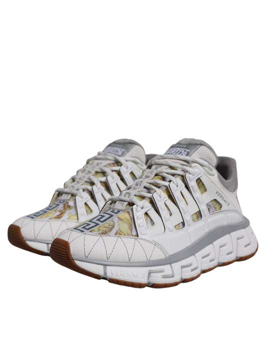 Versace White Trigreca Barocco Print Low Top Sneakers Shoes - ClickThatClicks 