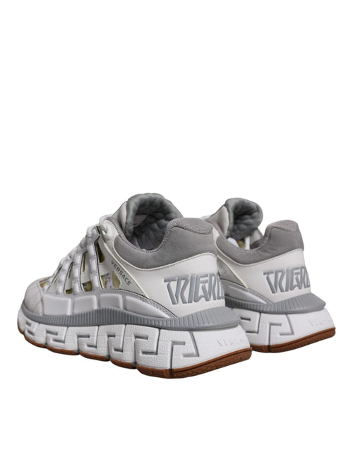 Versace White Trigreca Barocco Print Low Top Sneakers Shoes - ClickThatClicks 