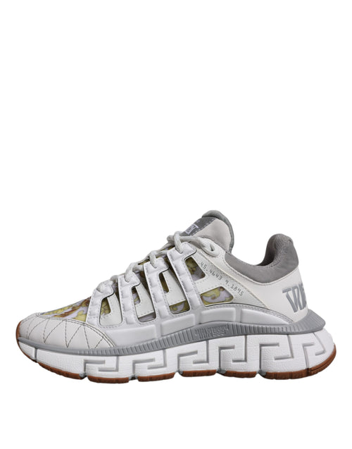 Versace White Trigreca Barocco Print Low Top Sneakers Shoes - ClickThatClicks 