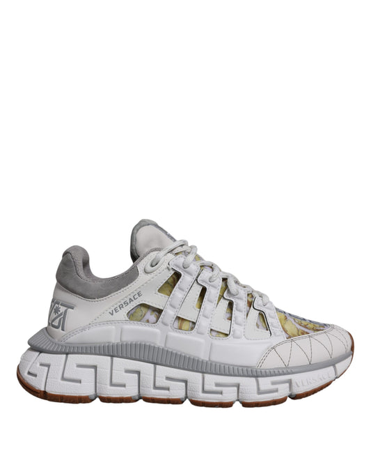 Versace White Trigreca Barocco Print Low Top Sneakers Shoes - ClickThatClicks 