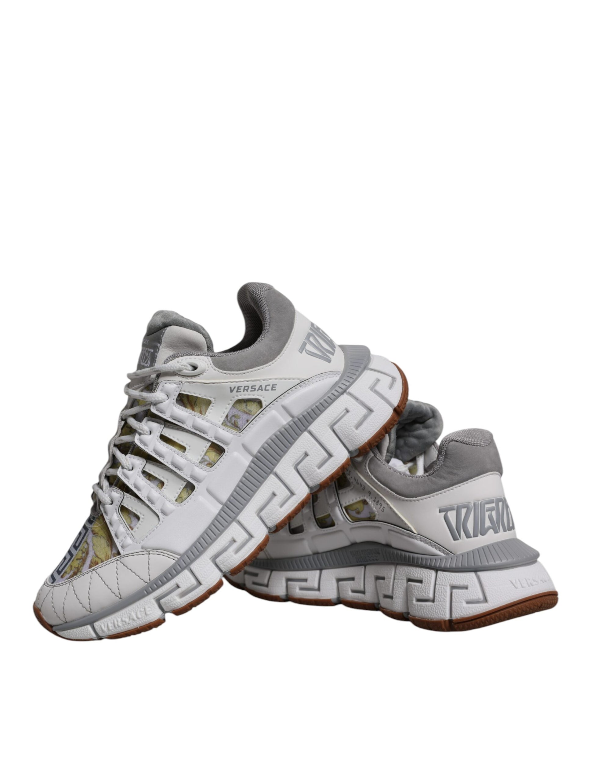 Versace White Trigreca Barocco Print Low Top Sneakers Shoes - ClickThatClicks 