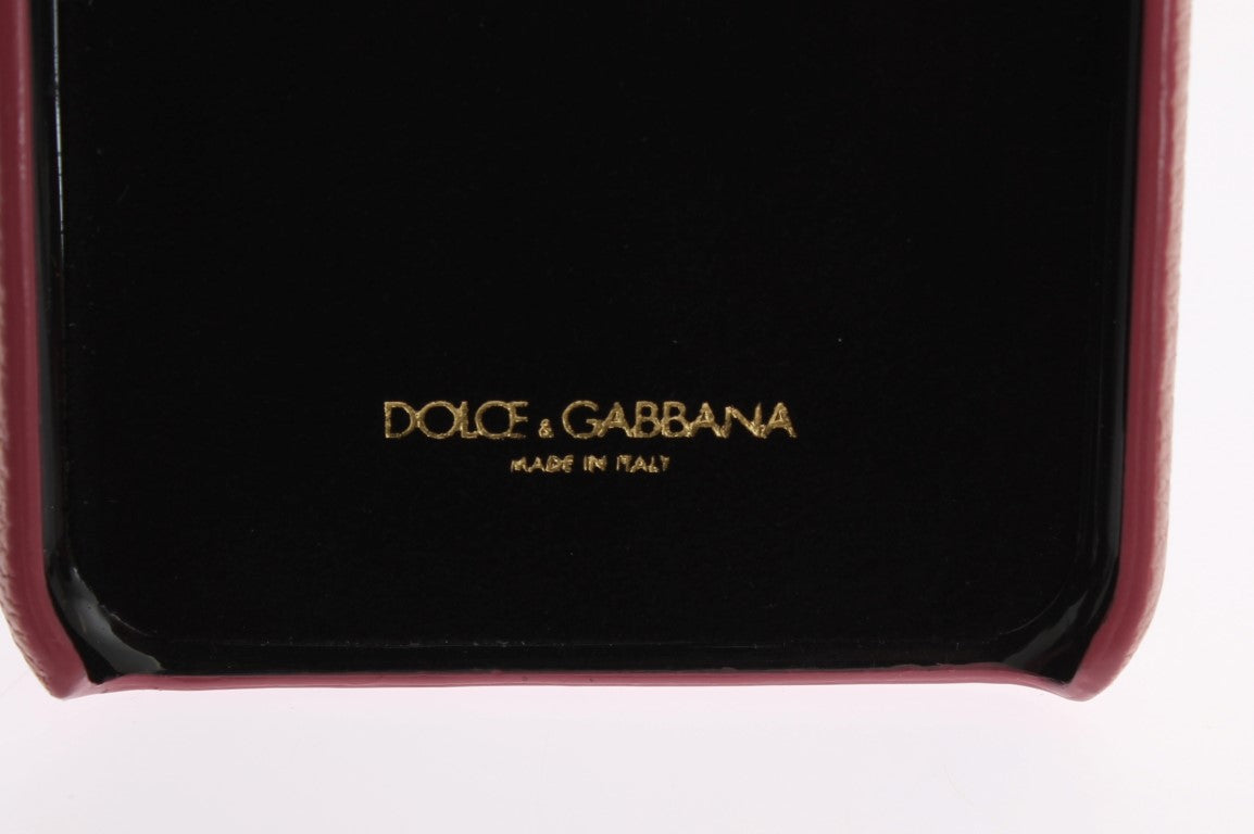 Dolce & Gabbana Pink Leather Heart Crystal Phone Case - ClickThatClicks 