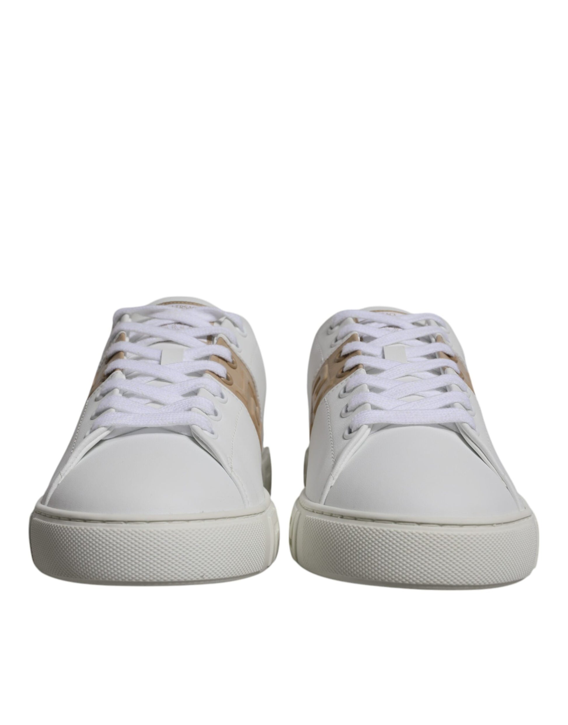 Versace White Brown Greca Print TPU Low Top Men Sneakers Shoes - ClickThatClicks 