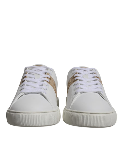 Versace White Brown Greca Print TPU Low Top Men Sneakers Shoes - ClickThatClicks 
