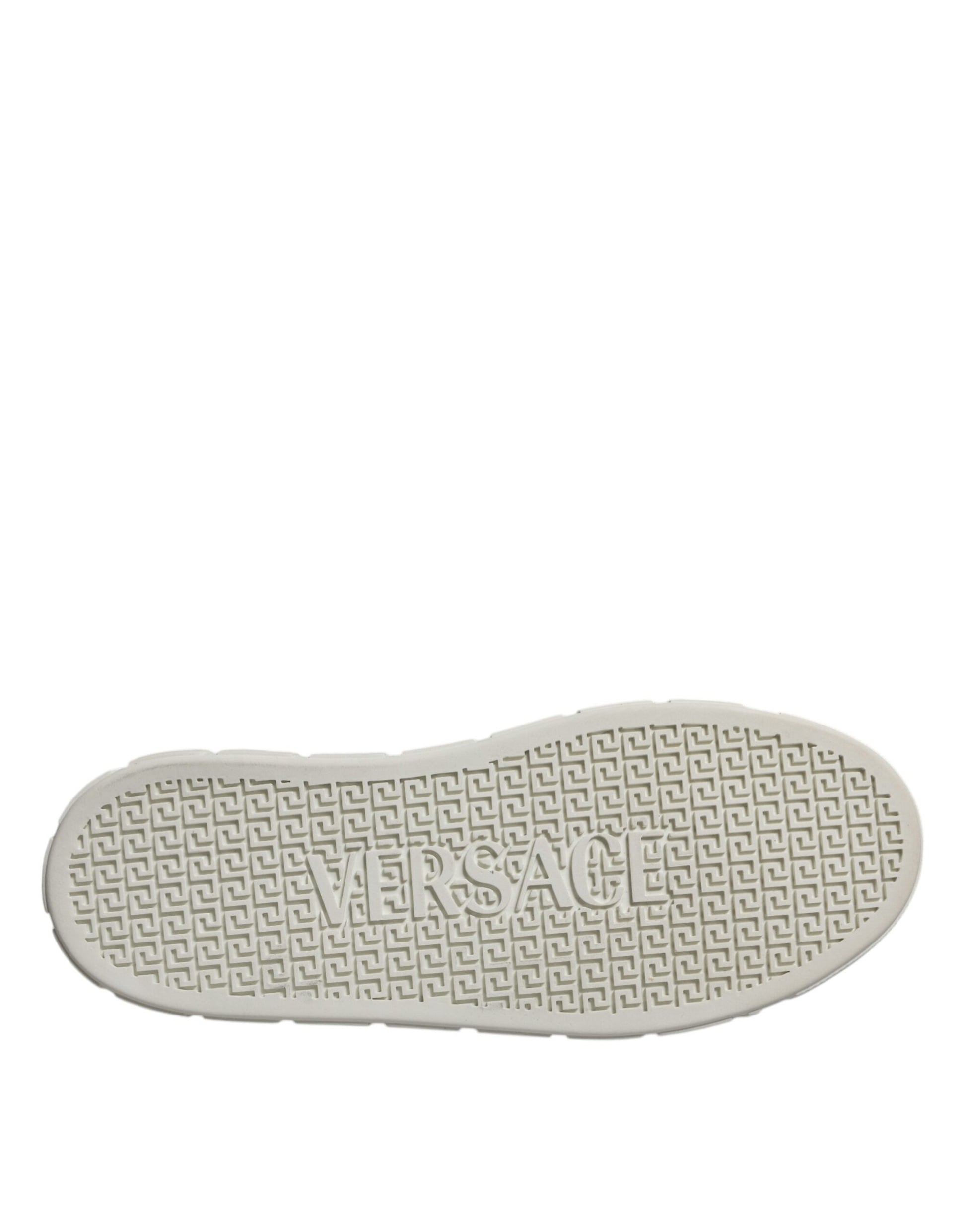 Versace White Brown Greca Print TPU Low Top Men Sneakers Shoes - ClickThatClicks 