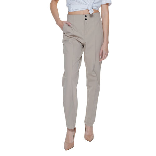 Street One Beige Polyamide Cropped Pants - ClickThatClicks 