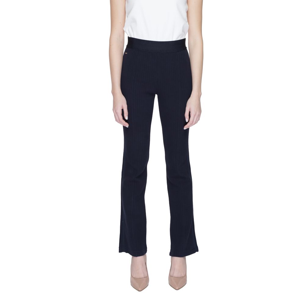 Street One Blue Cotton Flared Pants - ClickThatClicks 