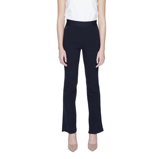 Street One Blue Cotton Flared Pants - ClickThatClicks 