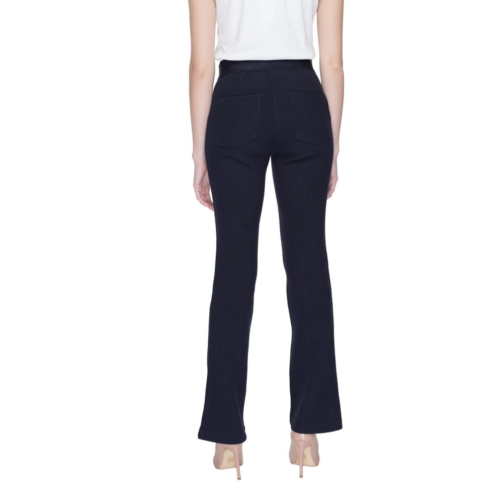 Street One Blue Cotton Flared Pants - ClickThatClicks 