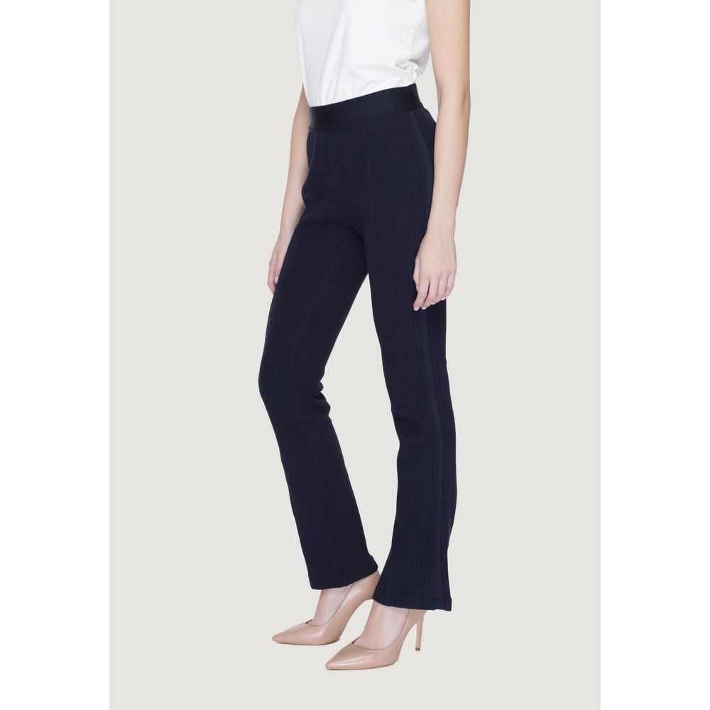 Street One Blue Cotton Flared Pants - ClickThatClicks 