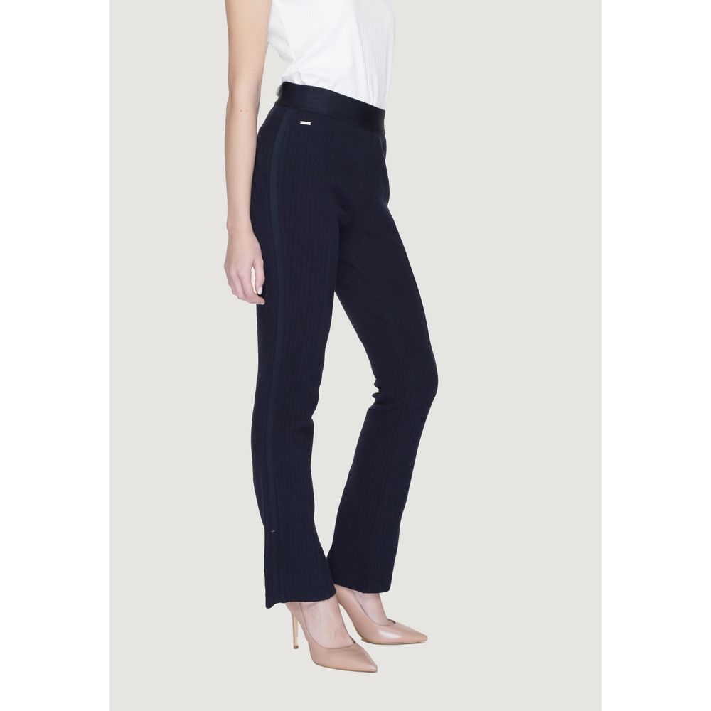 Street One Blue Cotton Flared Pants - ClickThatClicks 