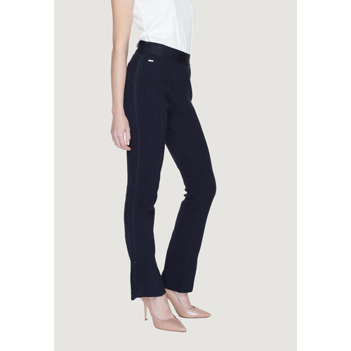 Street One Blue Cotton Flared Pants - ClickThatClicks 