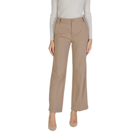 Street One Beige Viscose Casual Pants - ClickThatClicks 