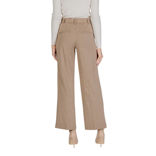 Street One Beige Viscose Casual Pants - ClickThatClicks 