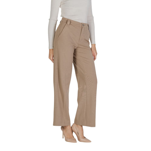 Street One Beige Viscose Casual Pants - ClickThatClicks 